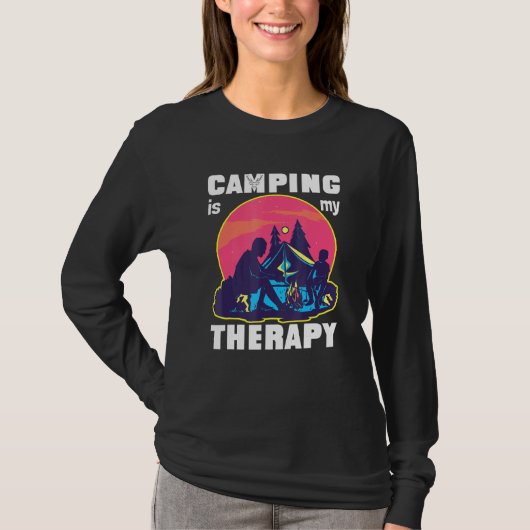 T-shirt Camping Est Ma Thérapie Rv Van Camping Dire Heureu (Devant)