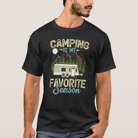 T-shirt Camping Est Mon Camper De Saison Préférée (Devant)