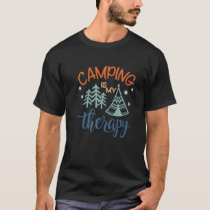 T-shirt Camping Est Mon Thérapie Aventure Attend Campe Drô