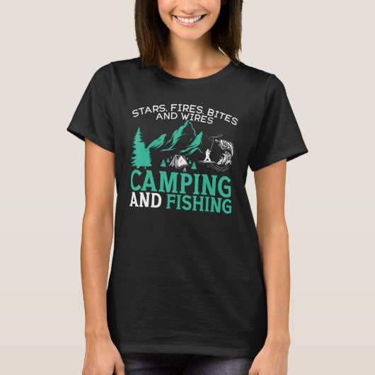 T-shirt Camping Et Camp De Pêche Pêcheur Camper Fish Chat (Devant)