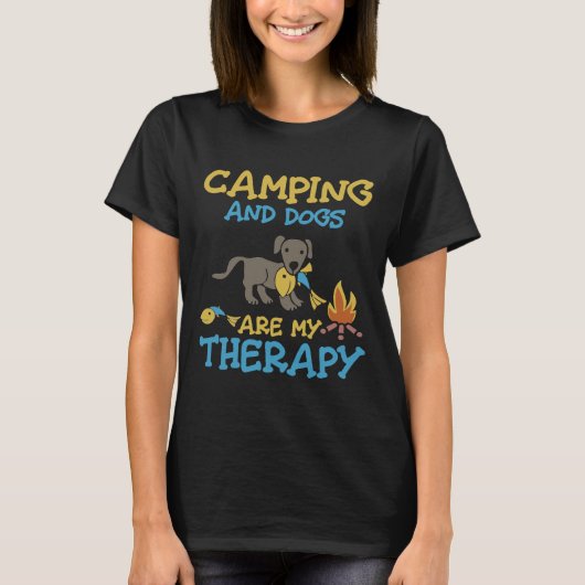 T-shirt Camping Et Chiens Husky (Devant)
