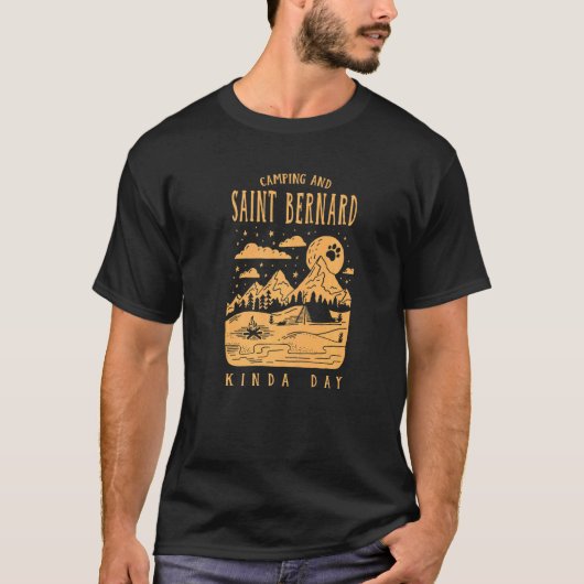 T-shirt Camping Et Saint Bernard Kinda Day St Bernhardshu (Devant)