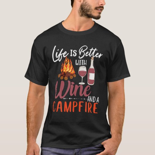 T-shirt Camping et Vin Chemise Vie mieux avec Vin et C (Devant)