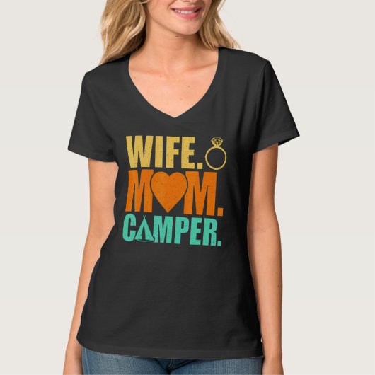 T-shirt Camping familial jumelage Femme Maman Camper (Devant)