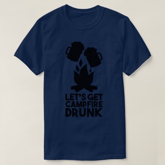 T-shirt Camping Feu de camp ivre (Design devant)