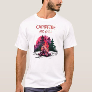 T-shirt camping feu montagnes wanderlust, randonnée en t