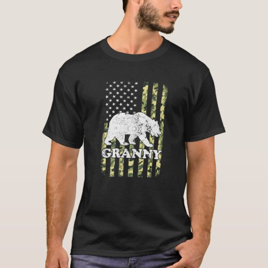 T-shirt Camping Granny Bear Randonnée Camouflage USA Ameri (Devant)
