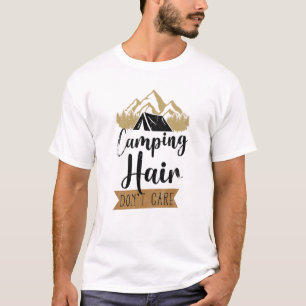 T-shirt Camping Hair Dont Care Tent Girl