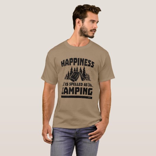 T-shirt Camping happiness satisfaction funny saying retro (Devant entier)