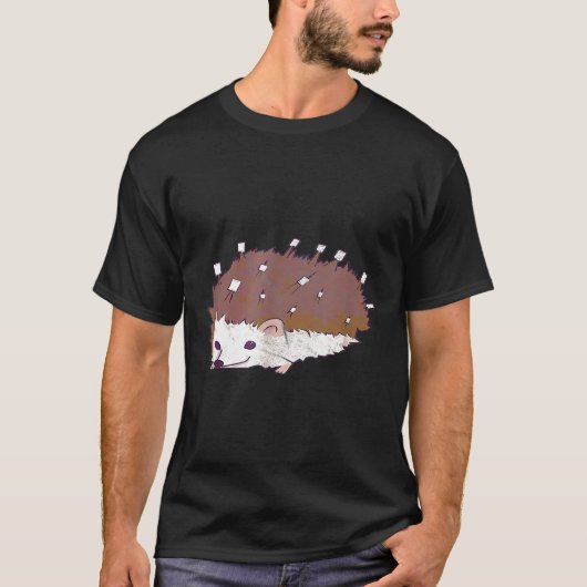 T-shirt Camping Hedgehog Marshmallow Candy Campfire (Devant)