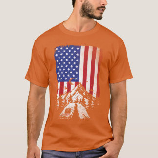 T-shirt Camping Hiking Lover American Flag For Men Women f