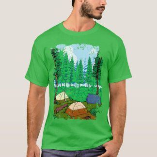 T-shirt Camping Inent et Camping fille en forêt