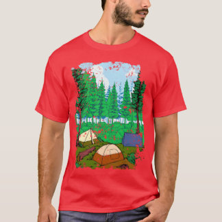 T-shirt Camping Inent et Camping fille en forêt