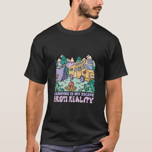 T-shirt Camping is my Escape from Reality Camper Van Car (Devant)