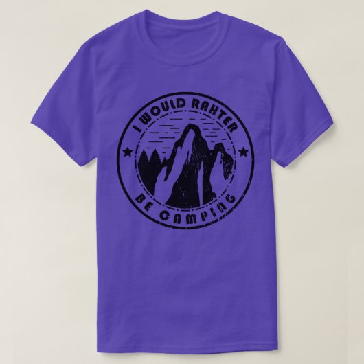 T-shirt Camping Je Préférerais Être Camping (Design devant)