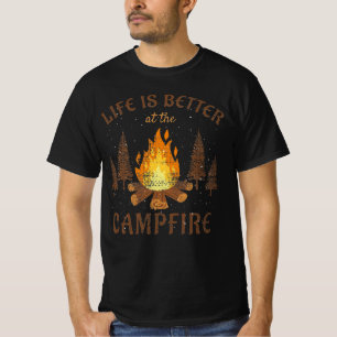 T-shirt Camping - La Vie Est Meilleure Par Le Feu De Campa