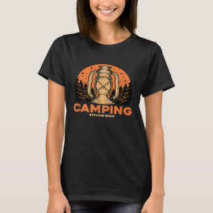 T-shirt Camping Lamp Badge Explorez Camp de nuit Arbres lé