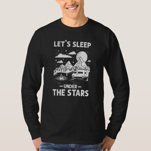 T-shirt Camping Lit Dormir Sous Les Stars Motorhome Campe (Devant)