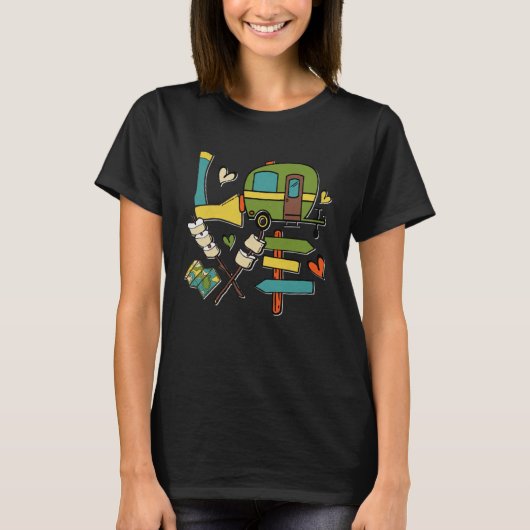T-shirt Camping Love Happy Camper Outdoor Glamping Camping (Devant)