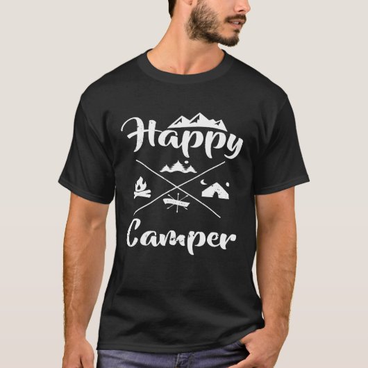T-shirt Camping Lover Funny Happy Camper Apparel (Devant)