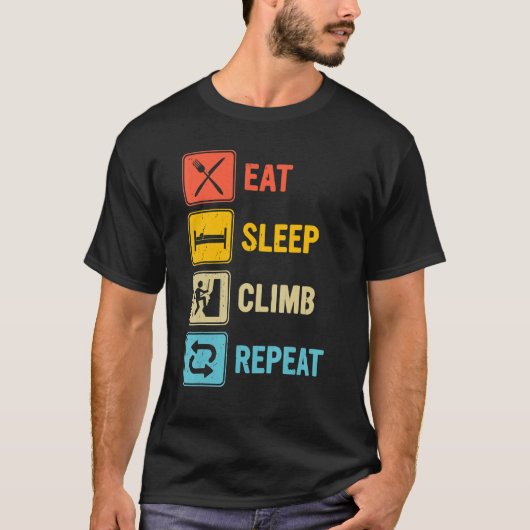 T-shirt Camping Manger Dormir Grimper Répéter Classique Ét (Devant)