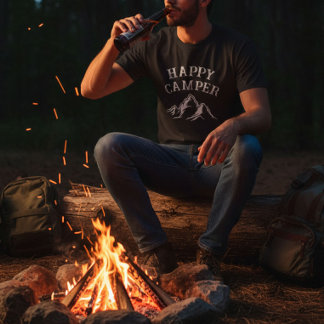 T-shirt Camping Mountain Adventure Happy Camper Black