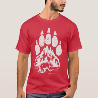 T-shirt Camping Nature Patte d'Ours Faune rétro