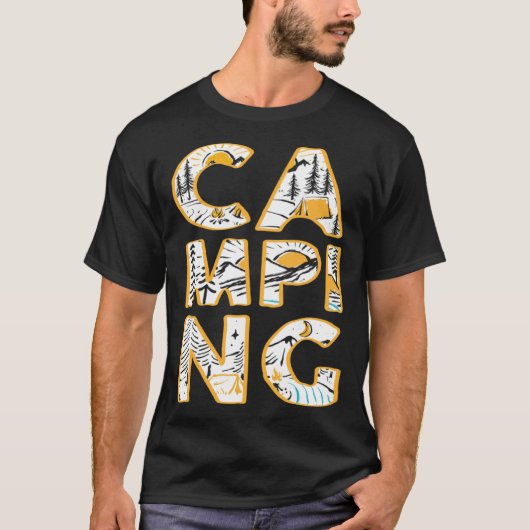 T-shirt Camping outdoor hiking camper cute graphic (Devant)