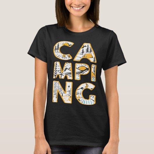 T-shirt Camping outdoor hiking camper cute graphic (Devant)