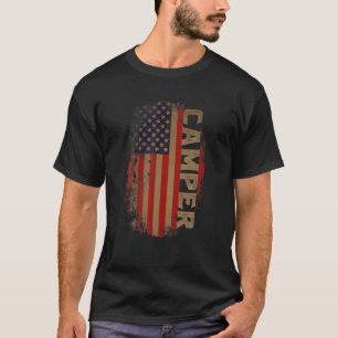 T-shirt Camping Patriotic États-Unis Drapeau américain Cam