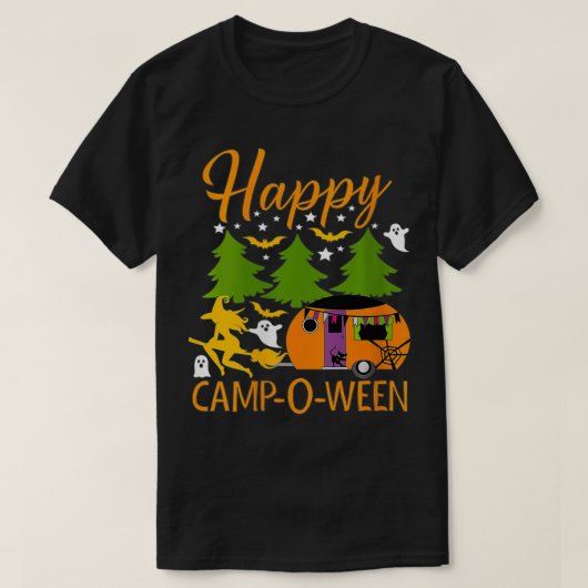 T-shirt Camping pour femmes heureuxOWeen Halloween Camping (Design devant)