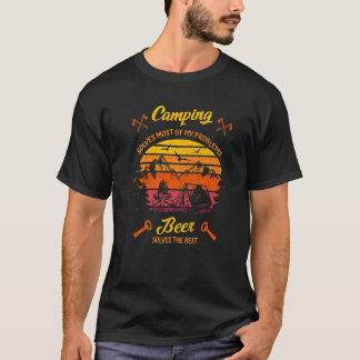 T-shirt Camping Résoudre La Plupart De Mes Problèmes Bière