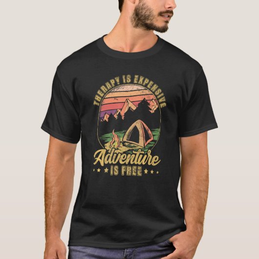 T-shirt Camping Rétro Adventure Therapy Camper Camper (Devant)