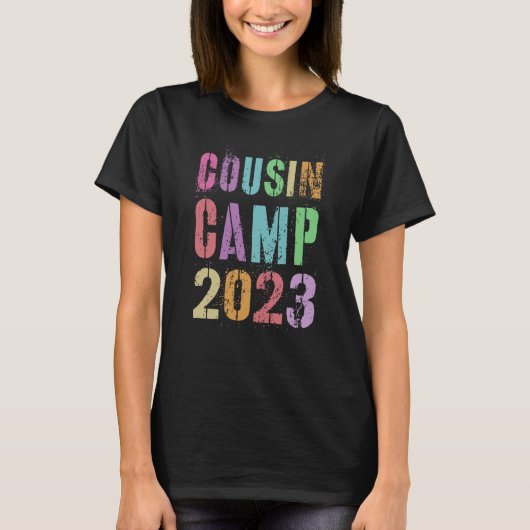 T-shirt Camping Retro COUSIN CAMP 2023 Grand-mère Grand-pè (Devant)