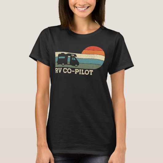 T-shirt Camping Rv Co-Pilote Motorhome Campervan Retro (Devant)