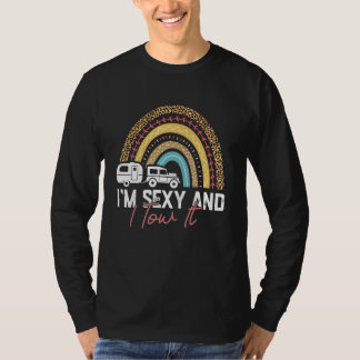 T-shirt Camping Rv Im Sexy Et Je Tow It Rainbow Leopard