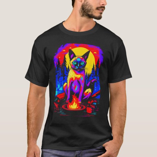 T-shirt Camping Siamese Cat (Devant)