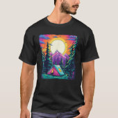 T-shirt Camping Tente Mountain Pine Tree Forest Sunset Hik (Devant)