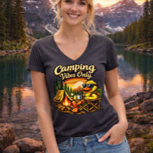 Camping Vibes Only Feels Right V-Neck Tee États-Un