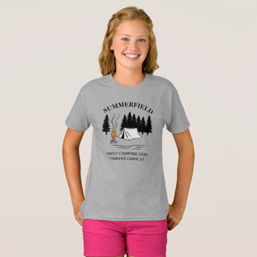 T-shirt Camping Voyage Camping Famille Réunion sur mesure (Devant entier)