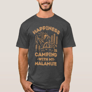 T-shirt Camping with malamute retro