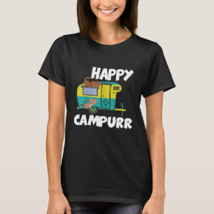 T-shirt Campurr Heureux Camping Mignon Chat