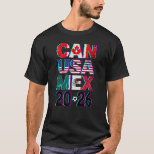 T-shirt CAN USA MEX 2026 Art de la Coupe du Monde de Footb