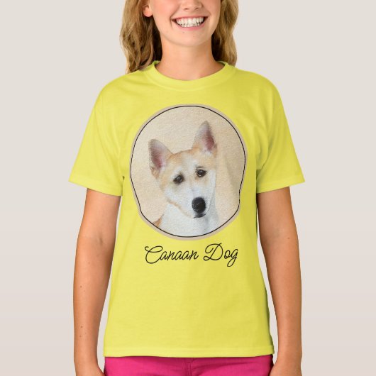 T-shirt Canaan Dog Painting - Cute Original Dog Art T-Shir (Devant)