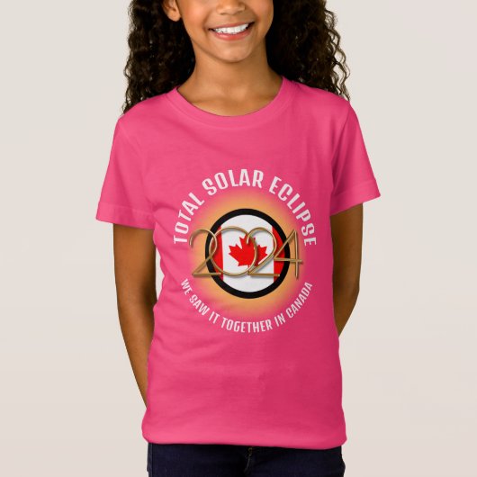 T-Shirt CANADA 2024 TOTAL ÉLIPSE SOLAIRE enfants rose (Devant)
