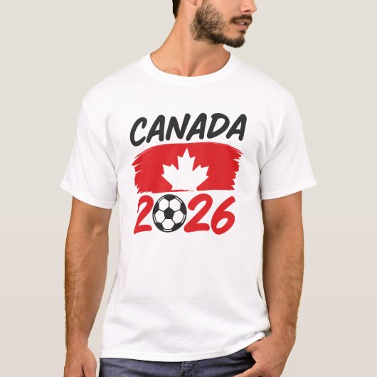 T-shirt Canada 2026 Soccer Fan Design with Maple Leaf (Devant)