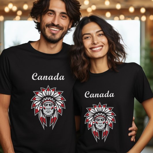 T-shirt Canada Coloré Amérindien Chef Dark