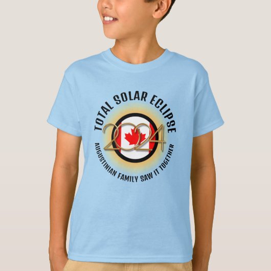 T-shirt CANADA Drapeau 2024 TOTAL ÉLIPSE SOLAIRE Bleu Enfa (Devant)