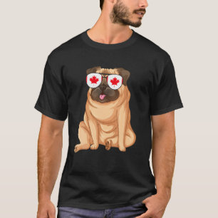 T-shirt Canada Drapeau Canadian Bull Dog Drôle Lunettes de