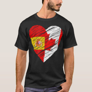 T-shirt Canada Espagne Coeur Espagnol Drapeau canadien Amo